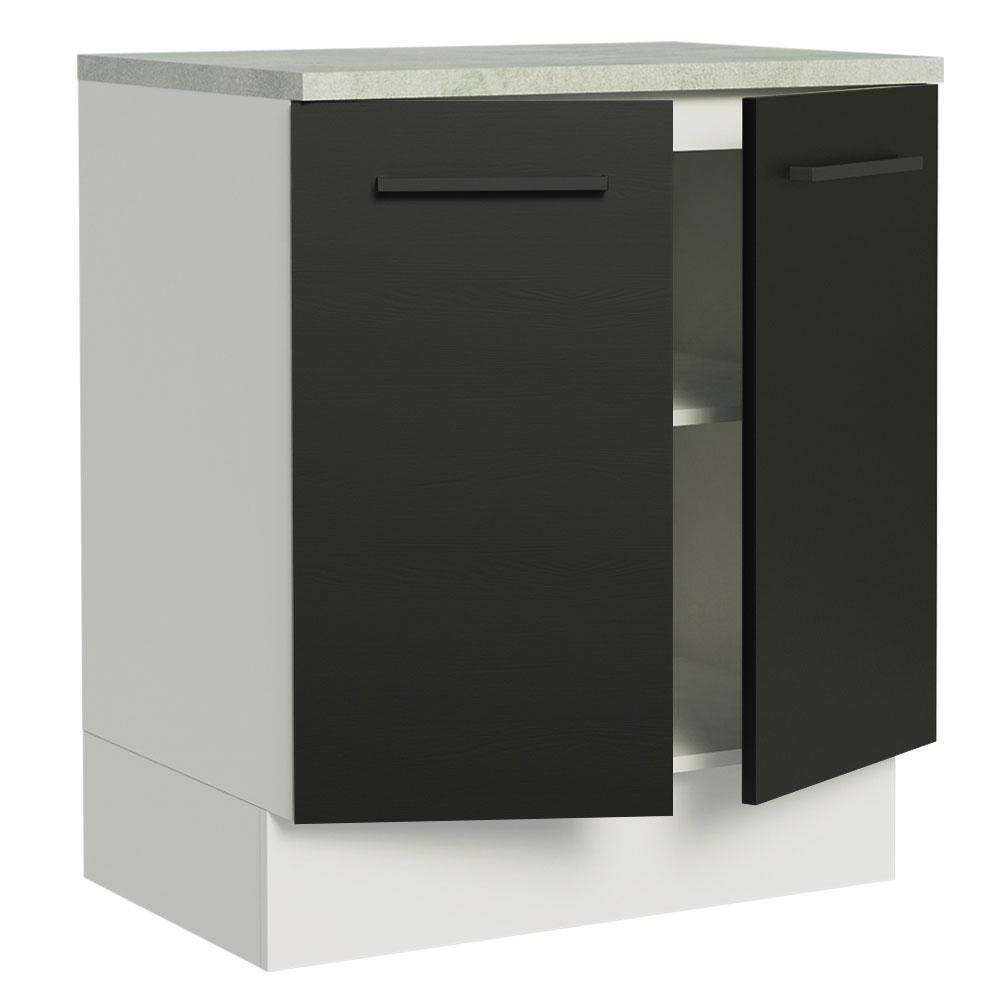 Balcão Armário de Cozinha 70 cm 2 Portas Branco/Preto Agata Madesa