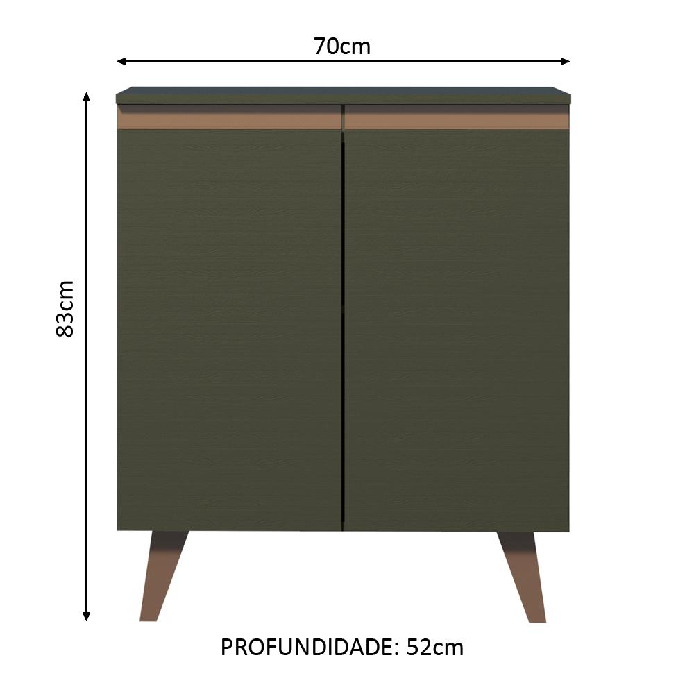 Balcão Armário de Cozinha 70 cm 2 Portas Preto Reims Madesa
