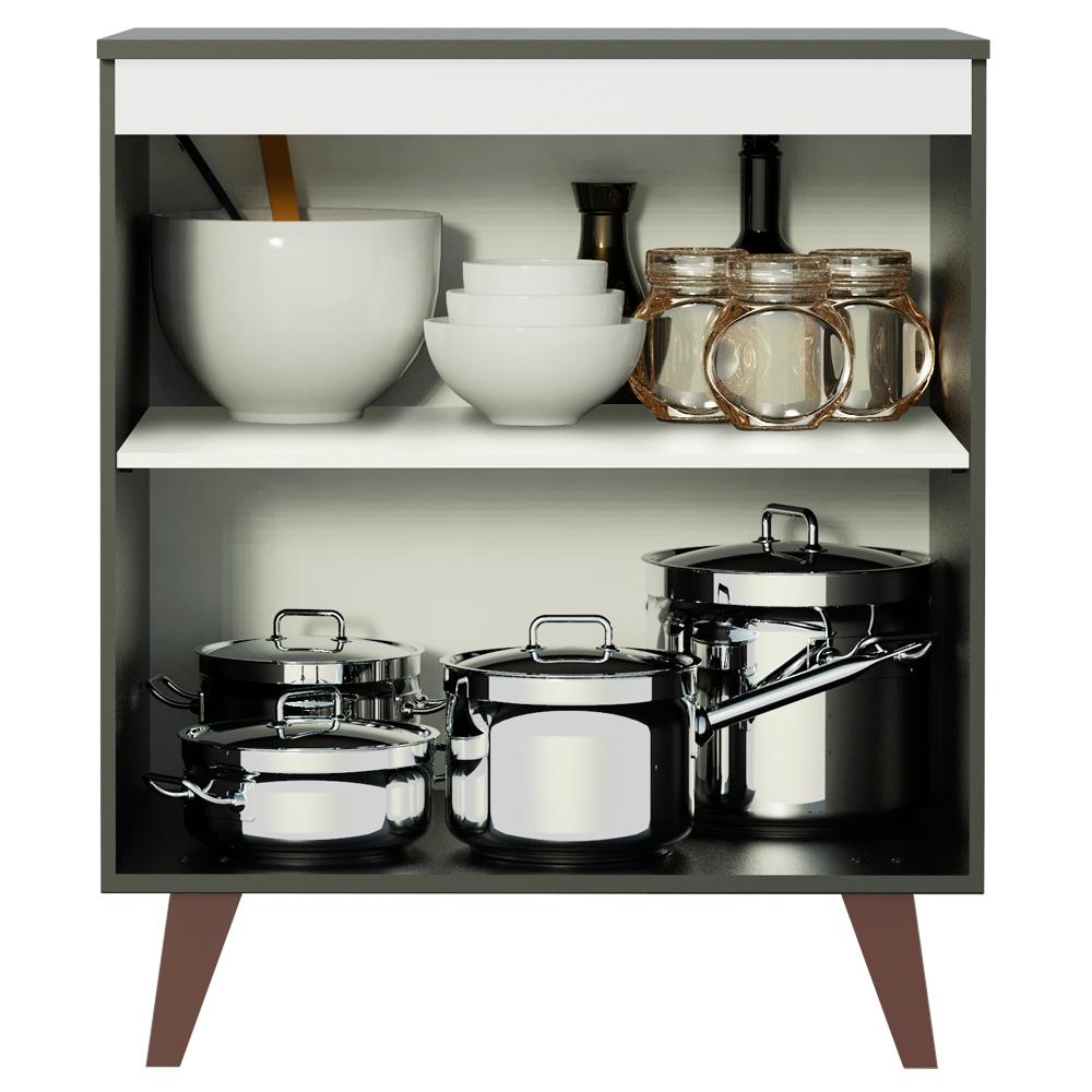 Balcão Armário de Cozinha 70 cm 2 Portas Preto Reims Madesa