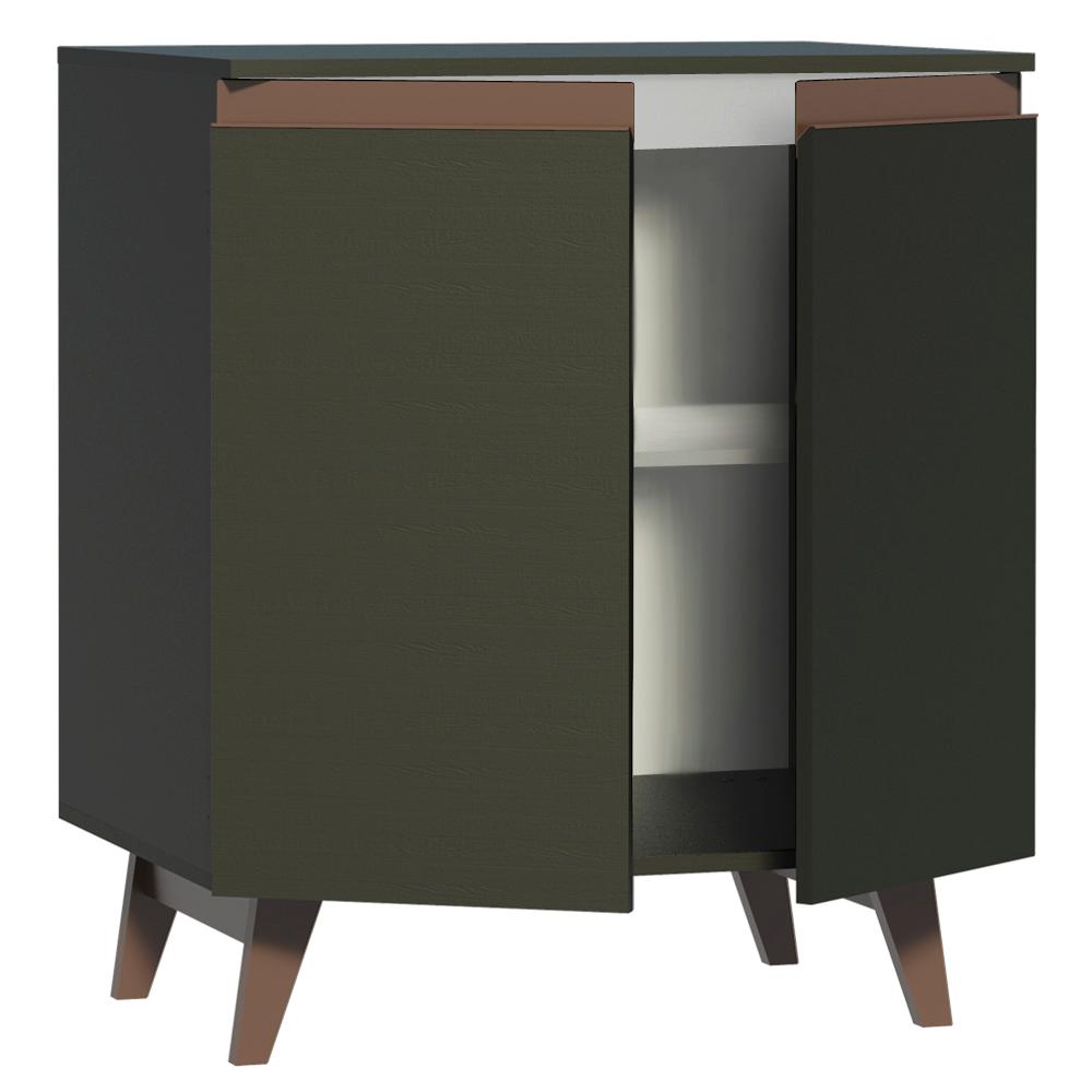 Balcão Armário de Cozinha 70 cm 2 Portas Preto Reims Madesa