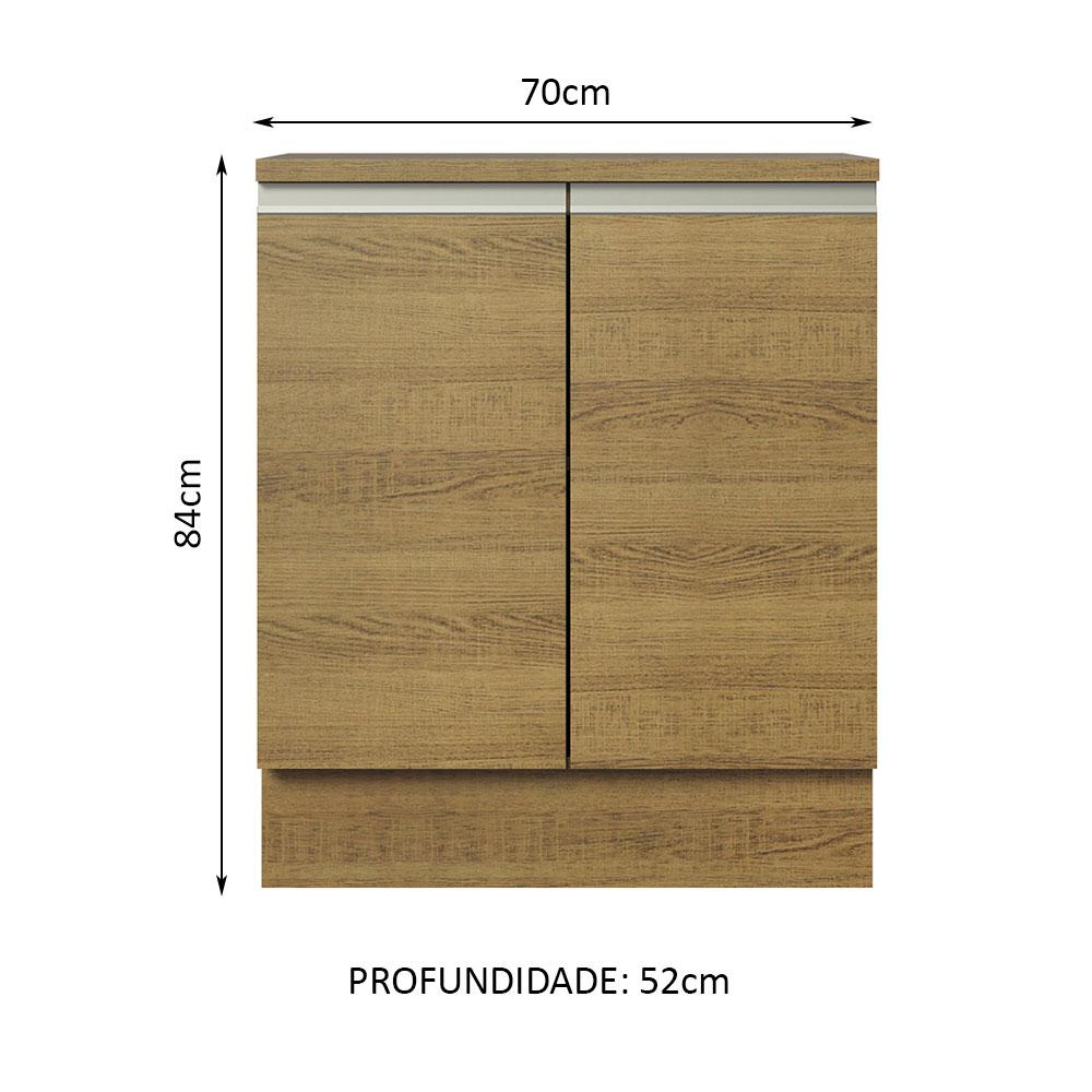 Balcão Armário de Cozinha 70 cm 2 Portas Rustic Glamy Madesa