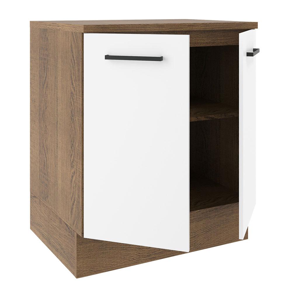 Balcão Armário de Cozinha 70 cm 2 Portas Rustic/Branco Agata Madesa