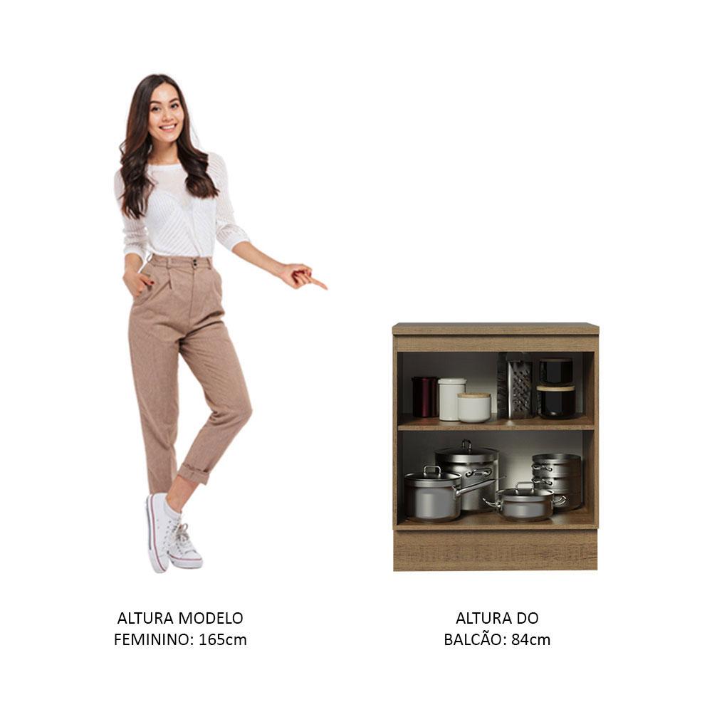 Balcão Armário de Cozinha 70 cm 2 Portas Rustic/Branco Agata Madesa