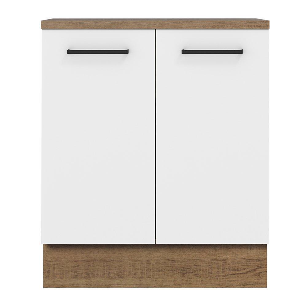Balcão Armário de Cozinha 70 cm 2 Portas Rustic/Branco Agata Madesa