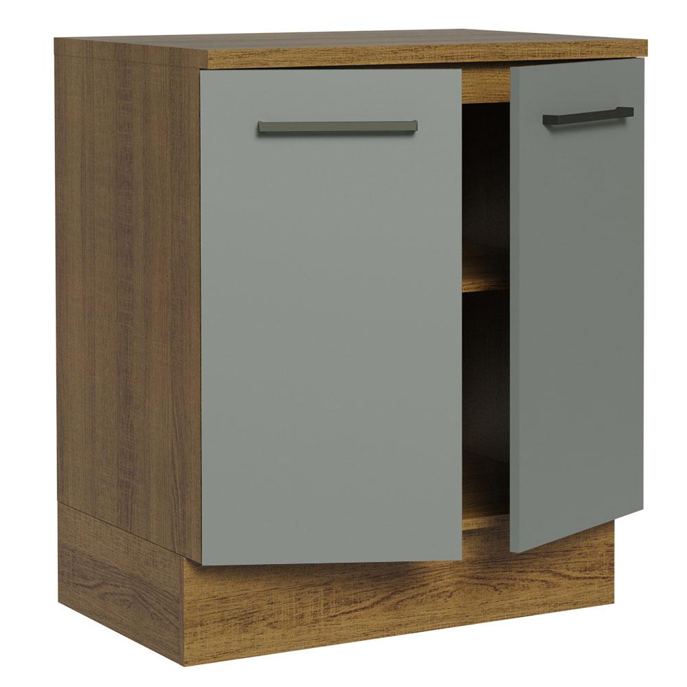 Balcão Armário de Cozinha 70 cm 2 Portas Rustic/Cinza Agata Madesa