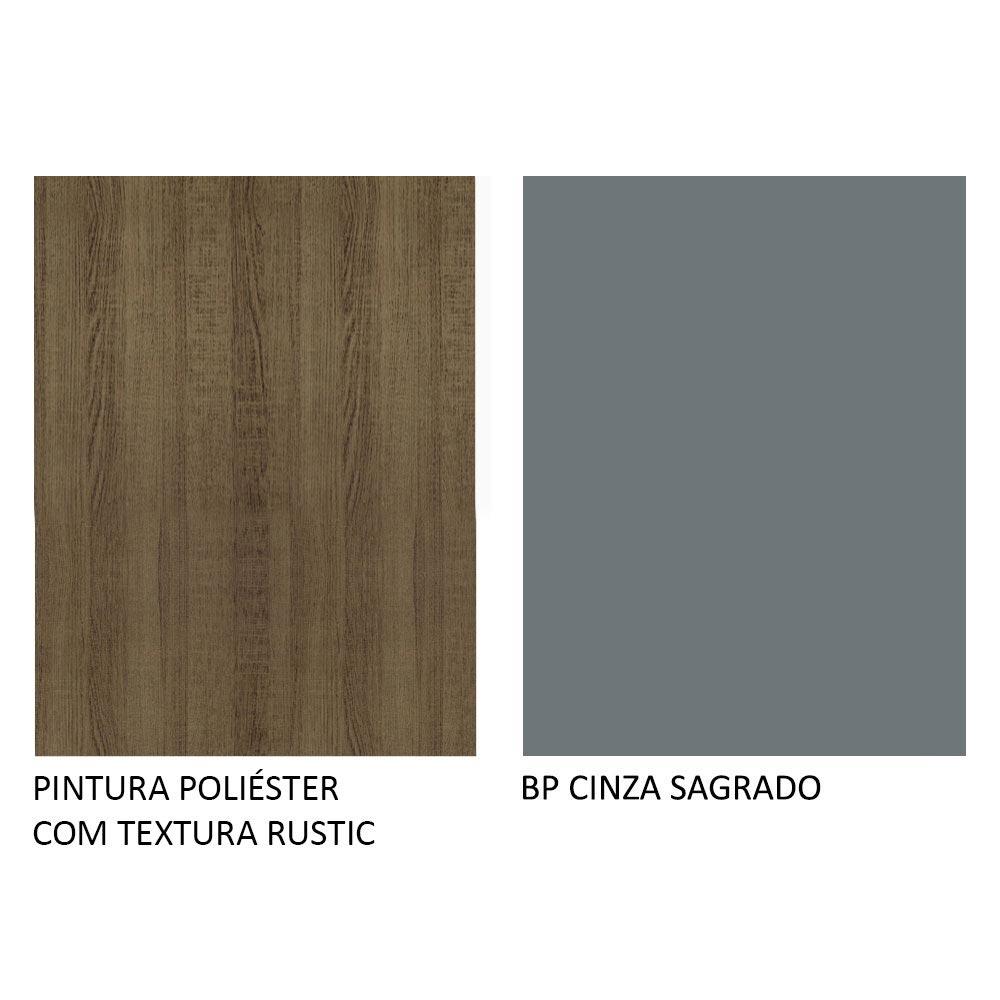 Balcão Armário de Cozinha 70 cm 2 Portas Rustic/Cinza Agata Madesa