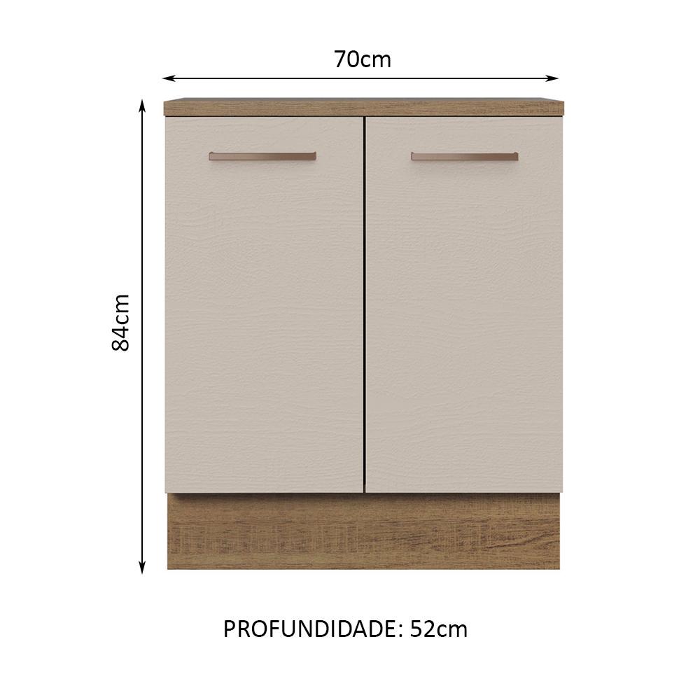 Balcão Armário de Cozinha 70 cm 2 Portas Rustic/Crema Agata Madesa