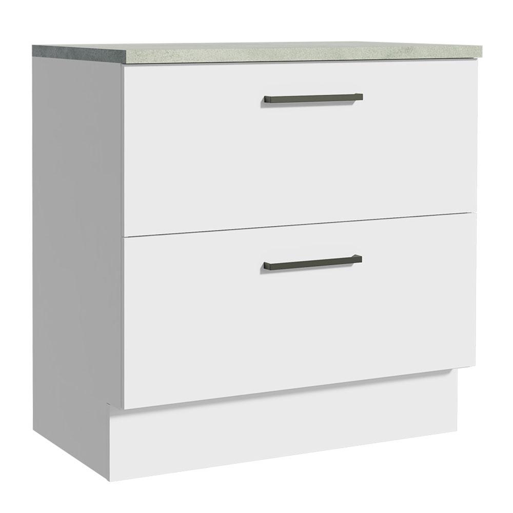 Balcão Armário de Cozinha 80 cm 2 Gavetas Branco Agata Madesa