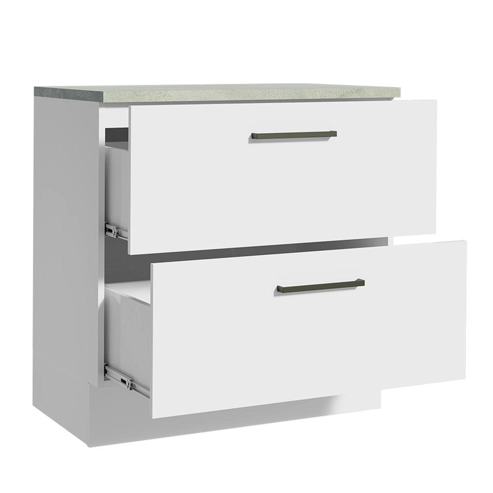 Balcão Armário de Cozinha 80 cm 2 Gavetas Branco Agata Madesa