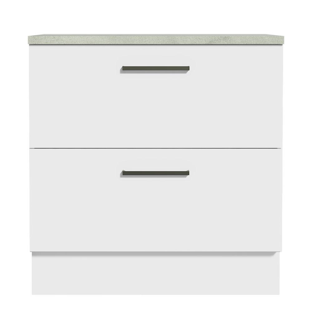 Balcão Armário de Cozinha 80 cm 2 Gavetas Branco Agata Madesa