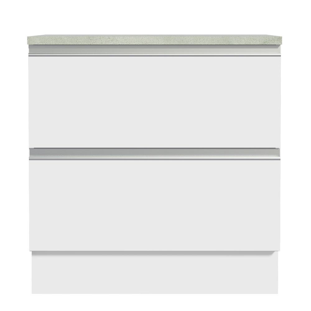 Balcão Armário de Cozinha 80 cm 2 Gavetas Branco Glamy Madesa