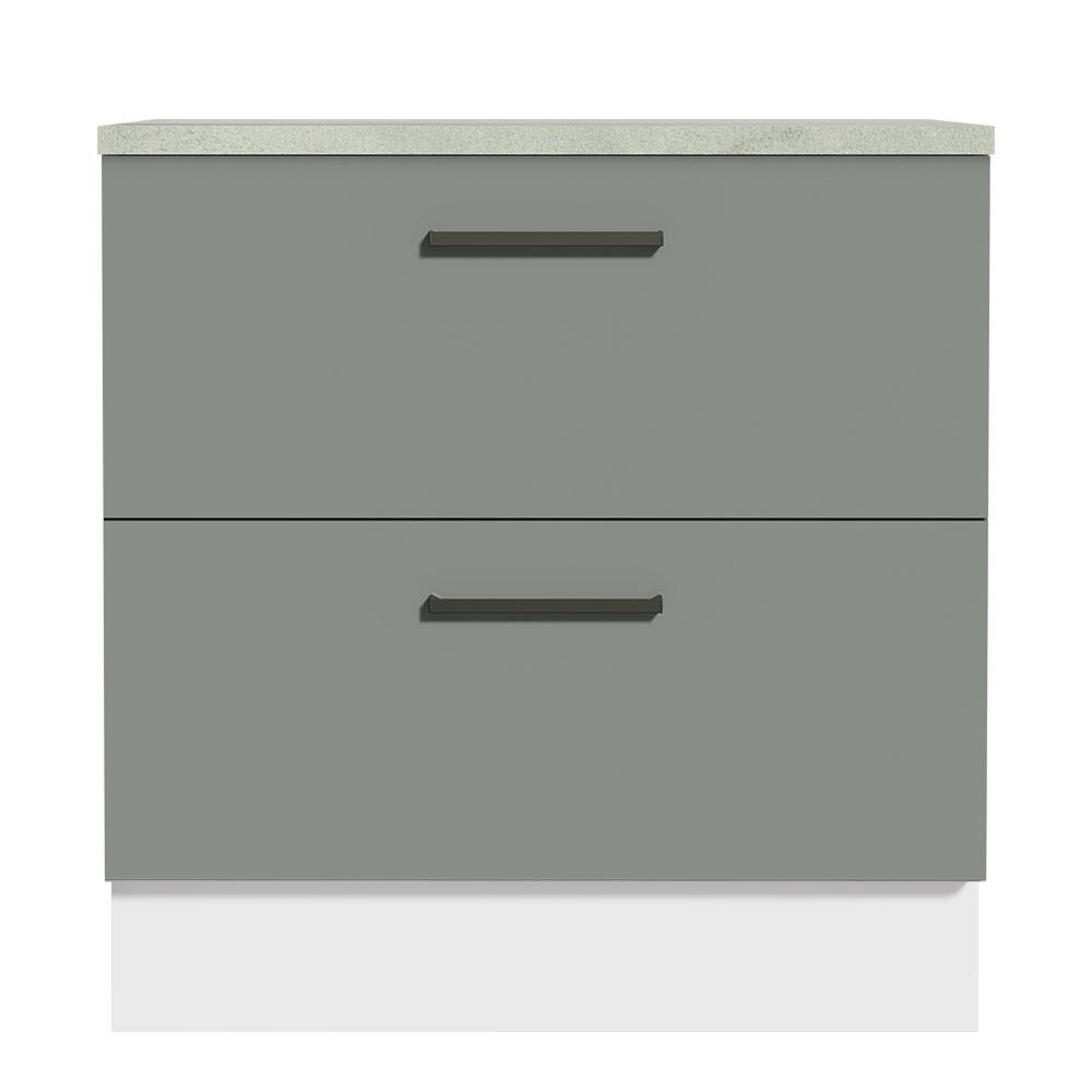 Balcão Armário de Cozinha 80 cm 2 Gavetas Branco/Cinza Agata Madesa