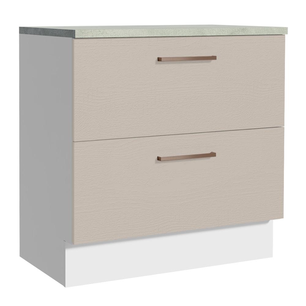 Balcão Armário de Cozinha 80 cm 2 Gavetas Branco/Crema Agata Madesa