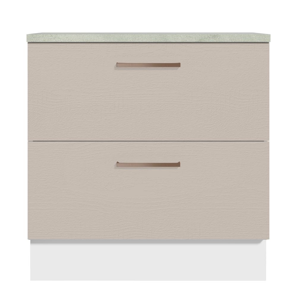 Balcão Armário de Cozinha 80 cm 2 Gavetas Branco/Crema Agata Madesa