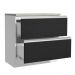 Balcão Armário de Cozinha 80 cm 2 Gavetas Branco/Preto Glamy Madesa