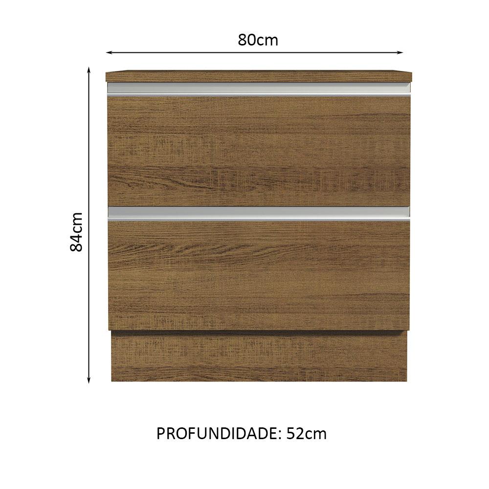 Balcão Armário de Cozinha 80 cm 2 Gavetas Rustic Glamy Madesa