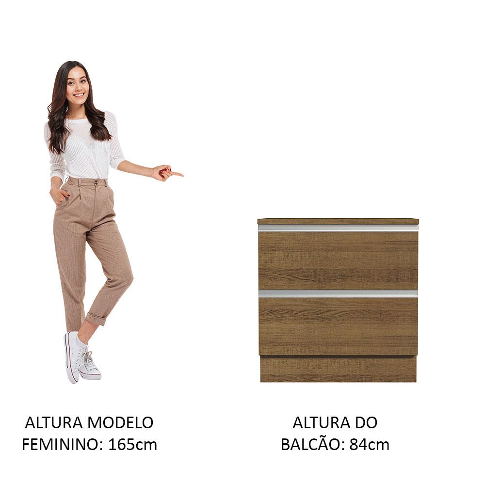 Balcão Armário de Cozinha 80 cm 2 Gavetas Rustic Glamy Madesa