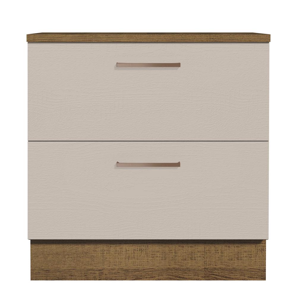 Balcão Armário de Cozinha 80 cm 2 Gavetas Rustic/Crema Agata Madesa