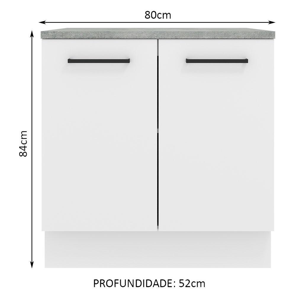 Balcão Armário de Cozinha 80 cm 2 Portas Branco Agata Madesa