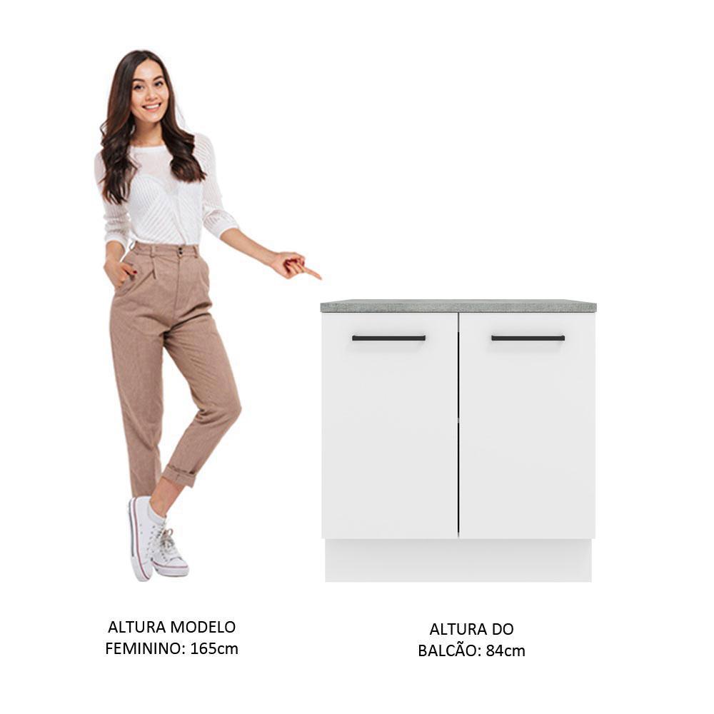 Balcão Armário de Cozinha 80 cm 2 Portas Branco Agata Madesa
