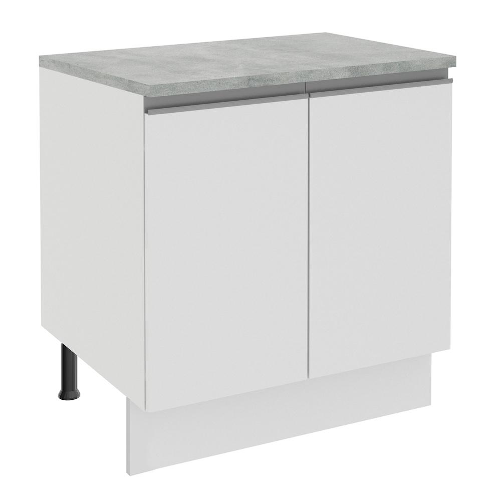 Balcão Armário de Cozinha 80 cm 2 Portas Branco Glamy Madesa