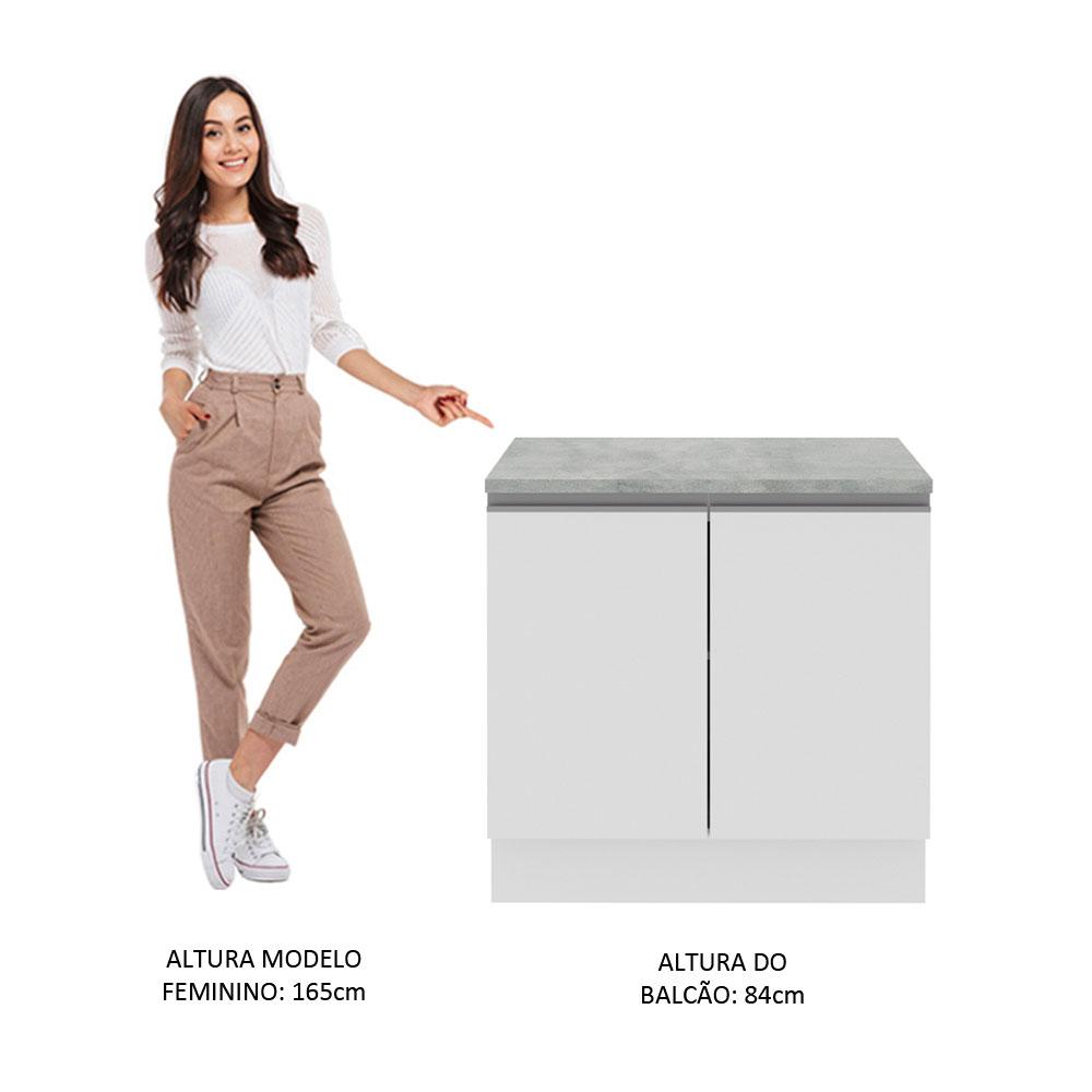 Balcão Armário de Cozinha 80 cm 2 Portas Branco Glamy Madesa