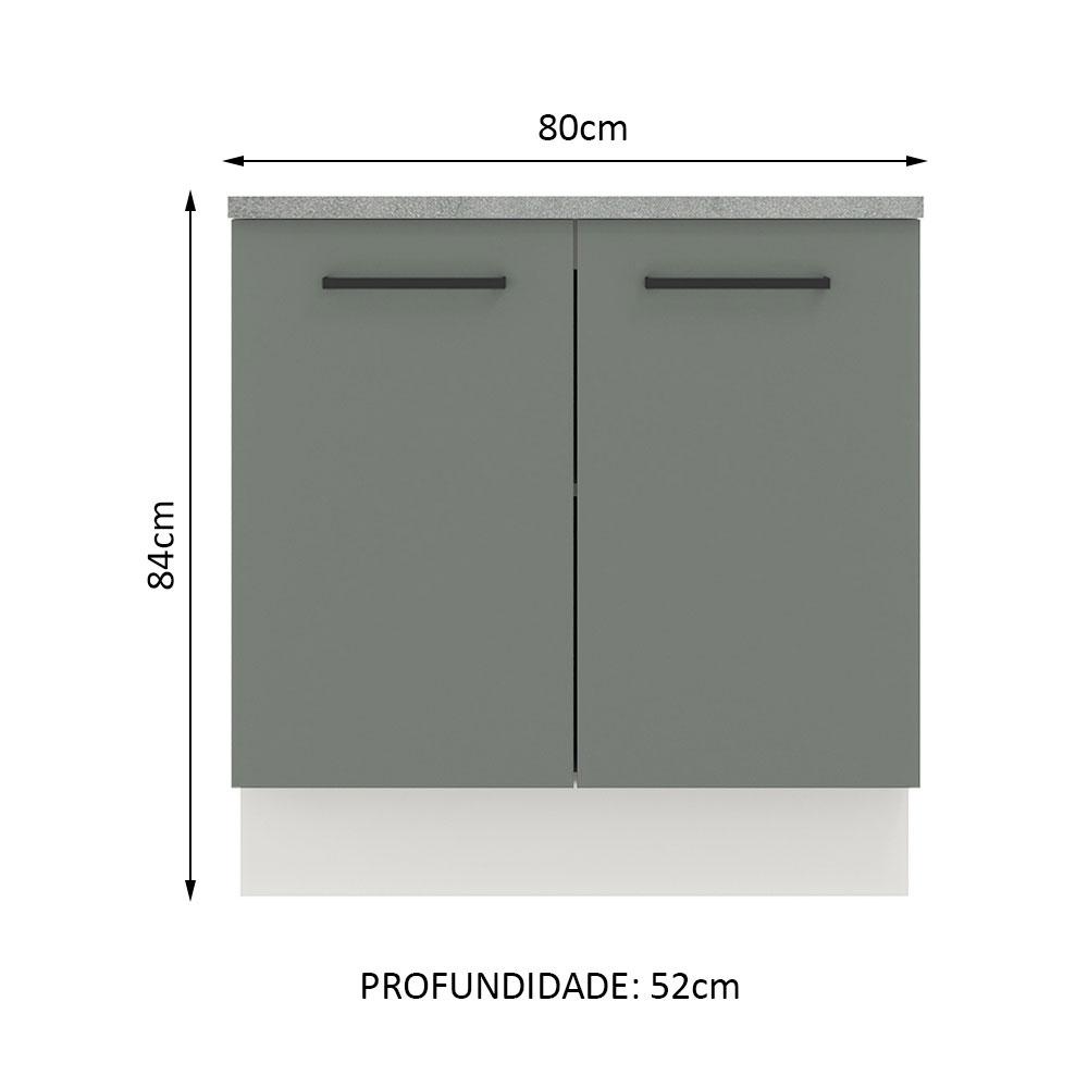 Balcão Armário de Cozinha 80 cm 2 Portas Branco/Cinza Agata Madesa