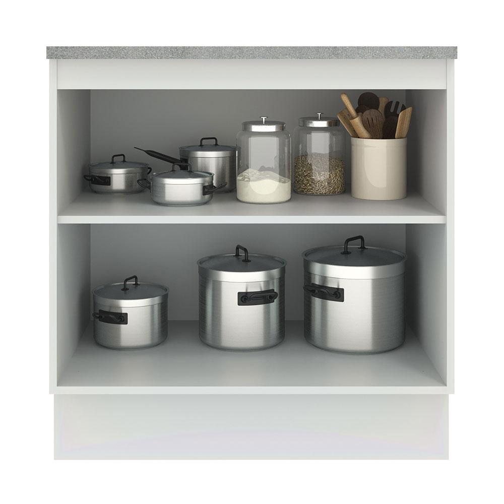Balcão Armário de Cozinha 80 cm 2 Portas Branco/Cinza Agata Madesa