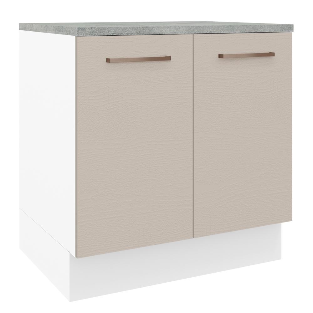 Balcão Armário de Cozinha 80 cm 2 Portas Branco/Crema Agata Madesa