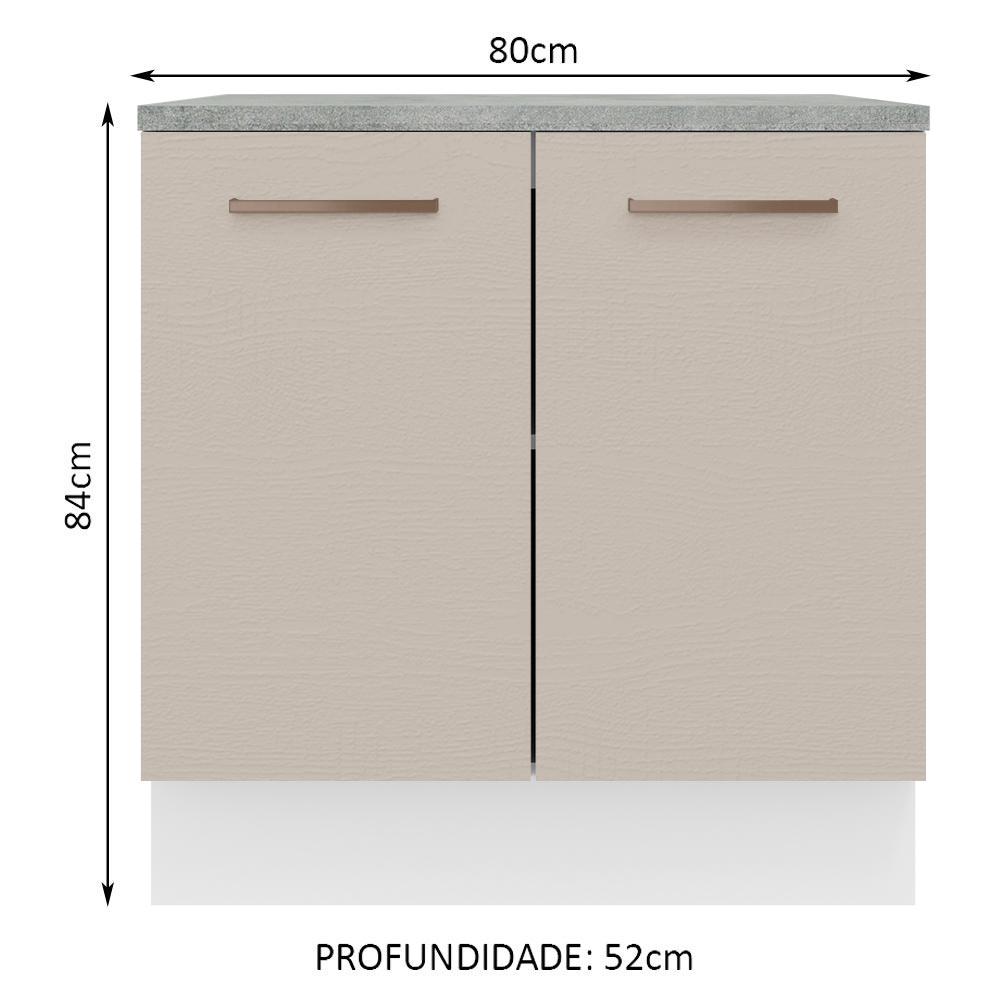 Balcão Armário de Cozinha 80 cm 2 Portas Branco/Crema Agata Madesa