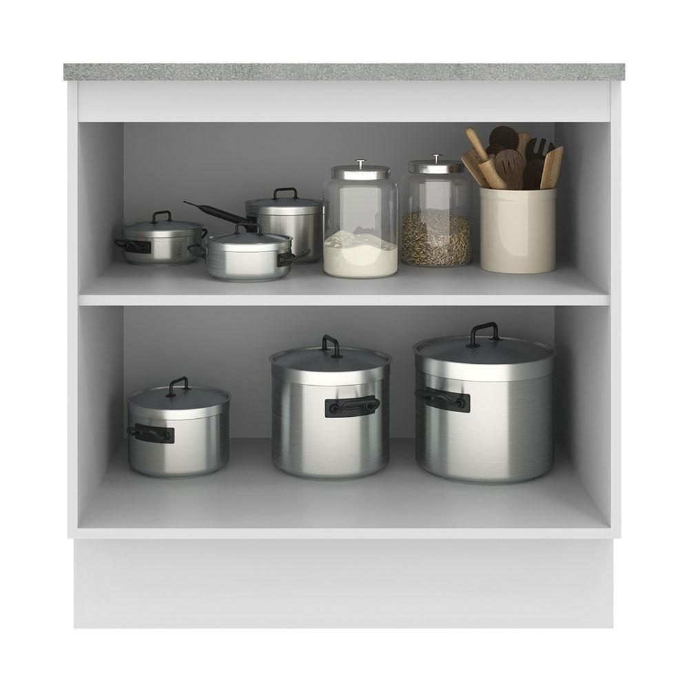 Balcão Armário de Cozinha 80 cm 2 Portas Branco/Crema Agata Madesa