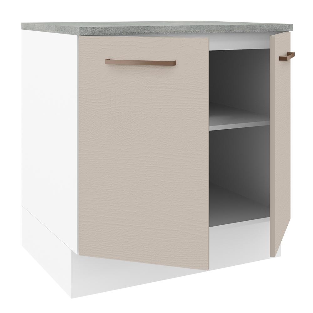 Balcão Armário de Cozinha 80 cm 2 Portas Branco/Crema Agata Madesa