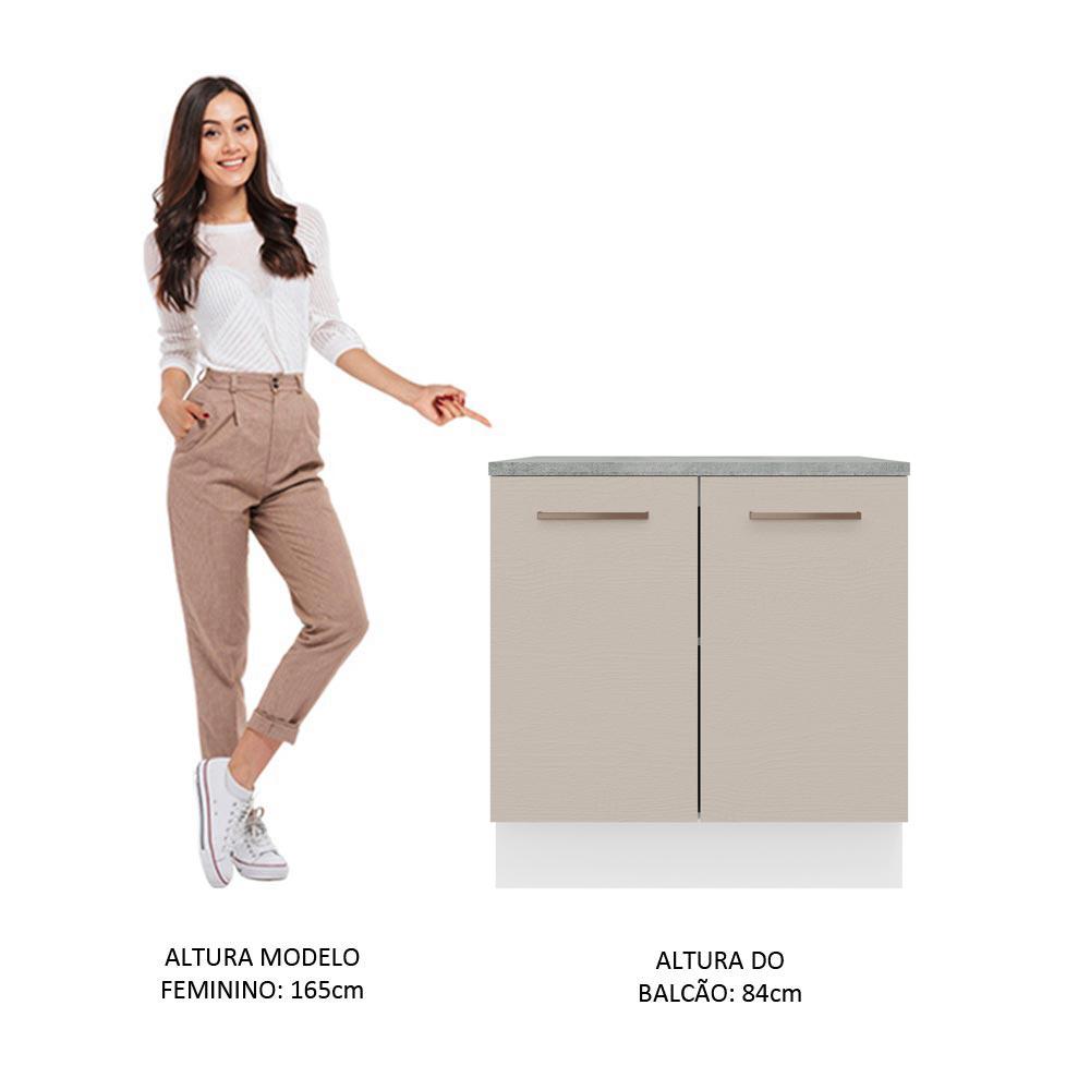 Balcão Armário de Cozinha 80 cm 2 Portas Branco/Crema Agata Madesa