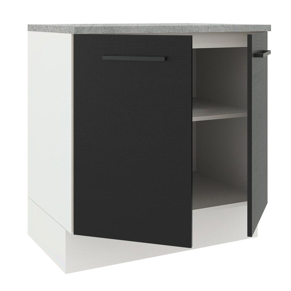 Balcão Armário de Cozinha 80 cm 2 Portas Branco/Preto Agata Madesa