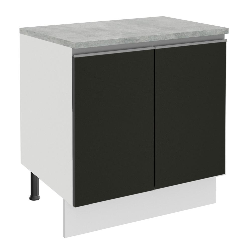 Balcão Armário de Cozinha 80 cm 2 Portas Branco/Preto Glamy Madesa