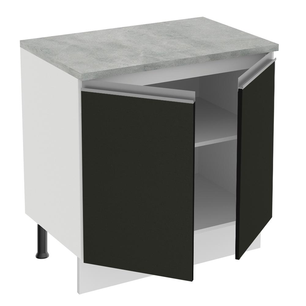 Balcão Armário de Cozinha 80 cm 2 Portas Branco/Preto Glamy Madesa