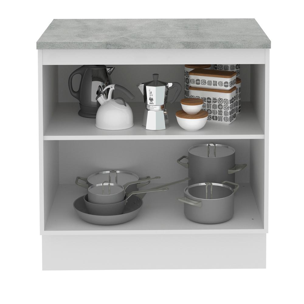 Balcão Armário de Cozinha 80 cm 2 Portas Branco/Rustic Glamy Madesa
