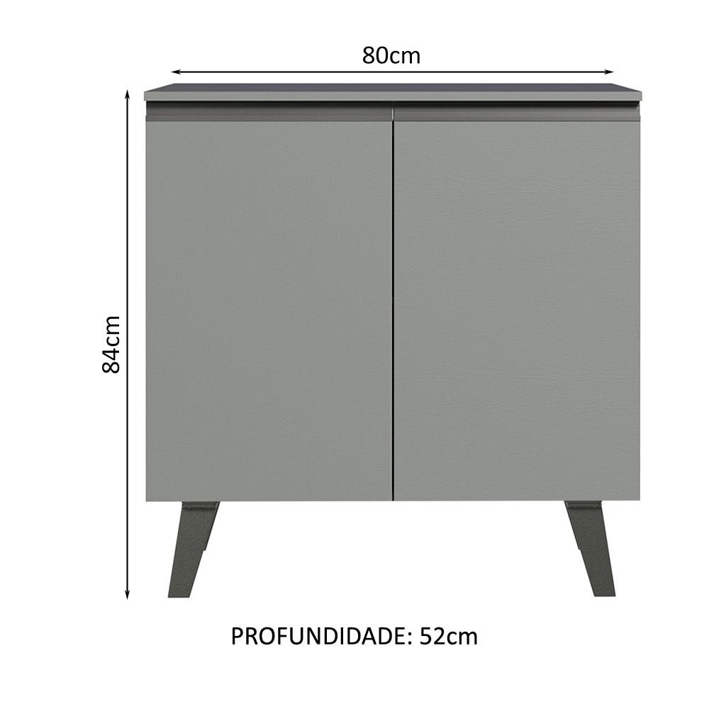 Balcão Armário de Cozinha 80 cm 2 Portas Com Pés Cinza Nice Madesa