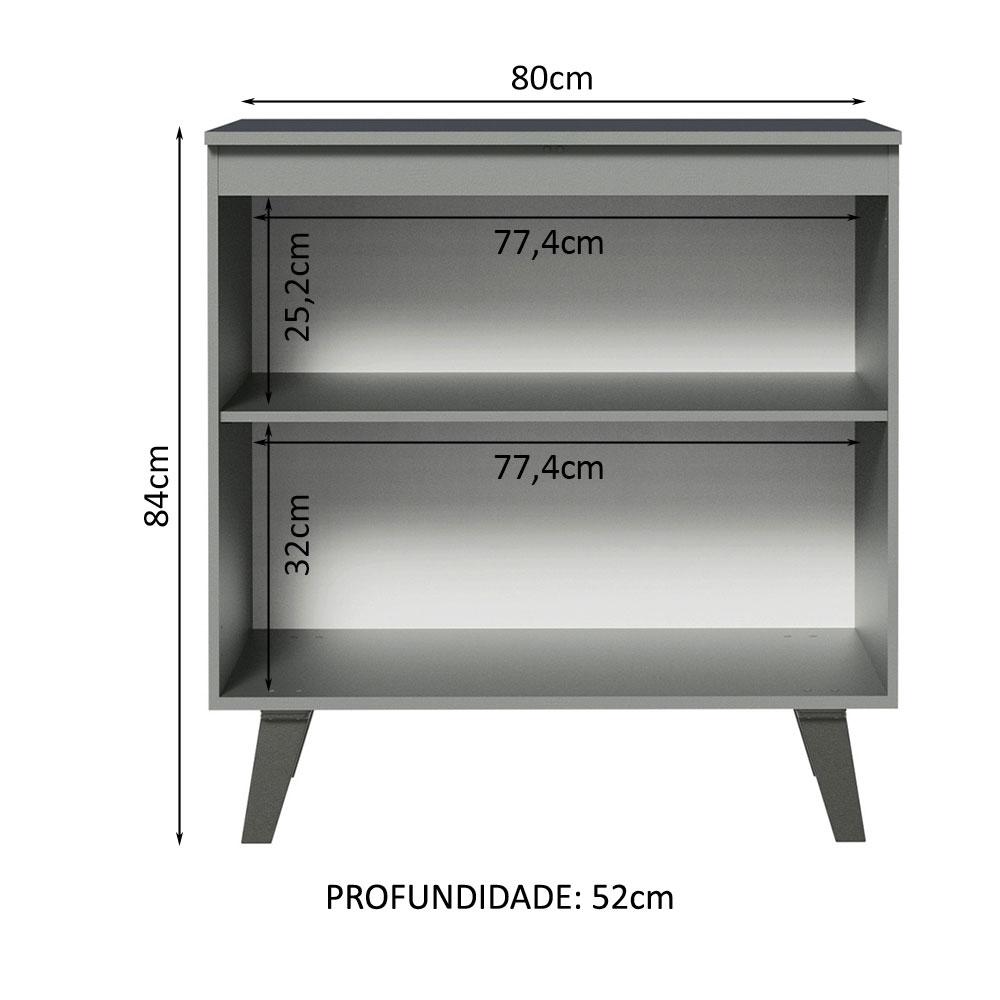 Balcão Armário de Cozinha 80 cm 2 Portas Com Pés Cinza Nice Madesa