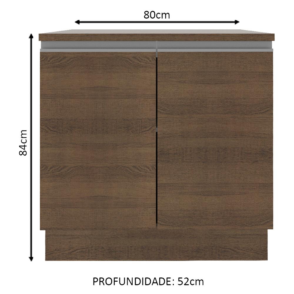 Balcão Armário de Cozinha 80 cm 2 Portas Rustic Glamy Madesa