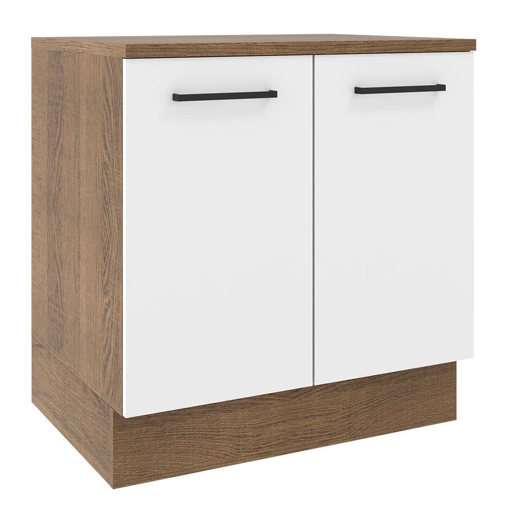 Balcão Armário de Cozinha 80 cm 2 Portas Rustic/Branco Agata Madesa
