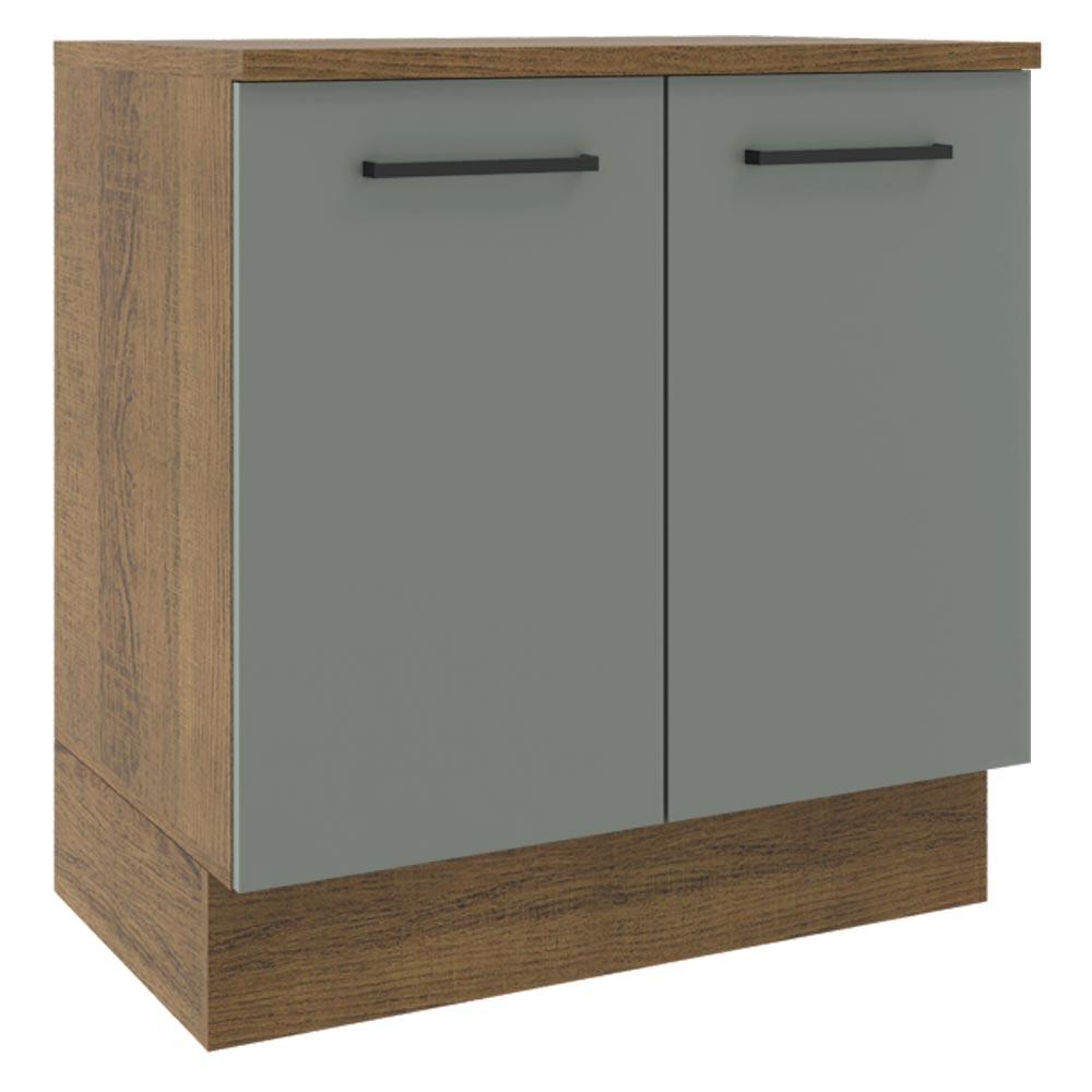 Balcão Armário de Cozinha 80 cm 2 Portas Rustic/Cinza Agata Madesa