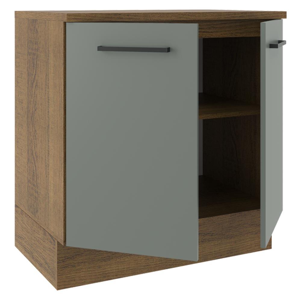 Balcão Armário de Cozinha 80 cm 2 Portas Rustic/Cinza Agata Madesa