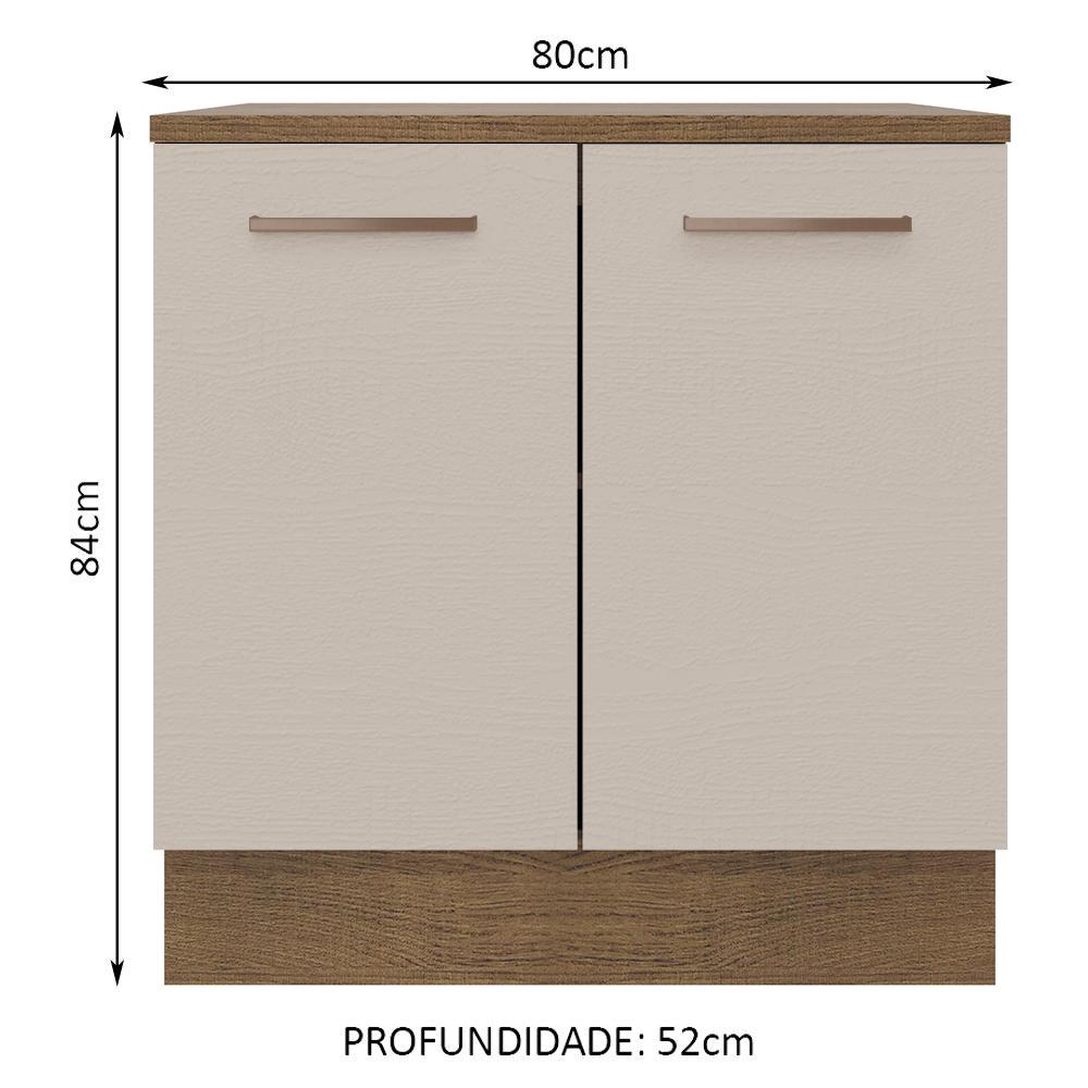 Balcão Armário de Cozinha 80 cm 2 Portas Rustic/Crema Agata Madesa