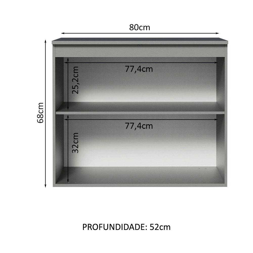 Balcão Armário de Cozinha 80 cm 2 Portas Suspenso Cinza Nice Madesa