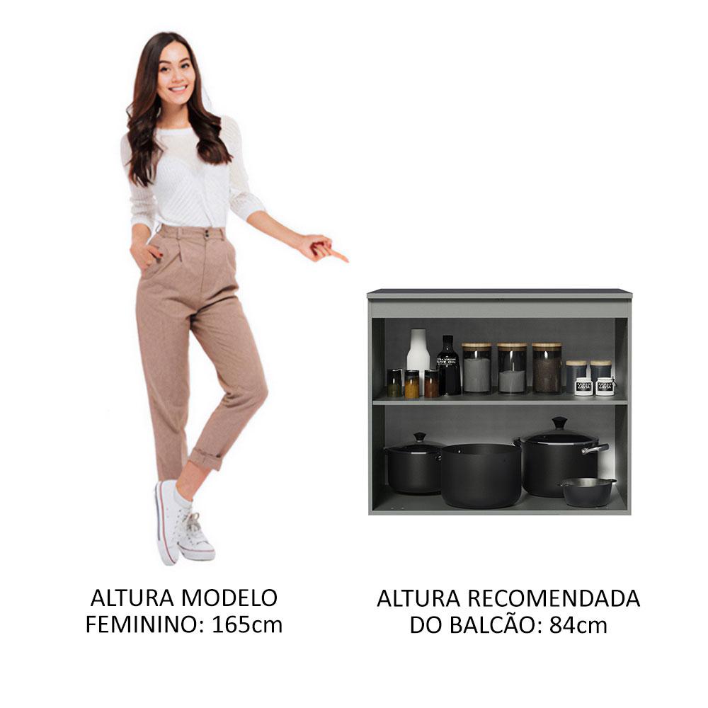 Balcão Armário de Cozinha 80 cm 2 Portas Suspenso Cinza Nice Madesa