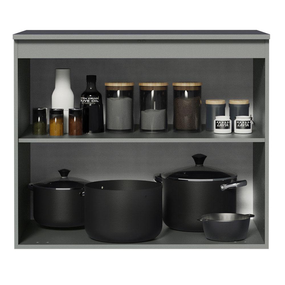 Balcão Armário de Cozinha 80 cm 2 Portas Suspenso Cinza Nice Madesa