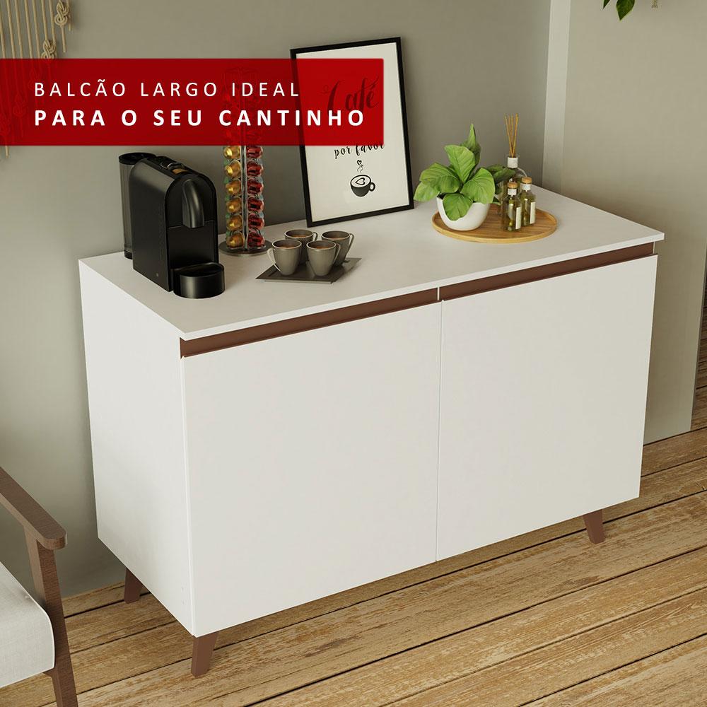 Balcão Armário de Cozinha Cantinho do Café 2 Portas Branco Reims Madesa