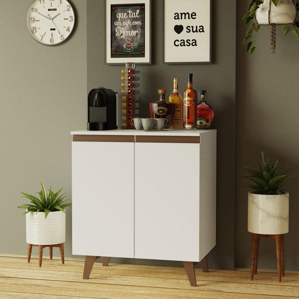 Balcão Armário de Cozinha Cantinho do Café 70 cm 2 Portas Branco Reims Madesa