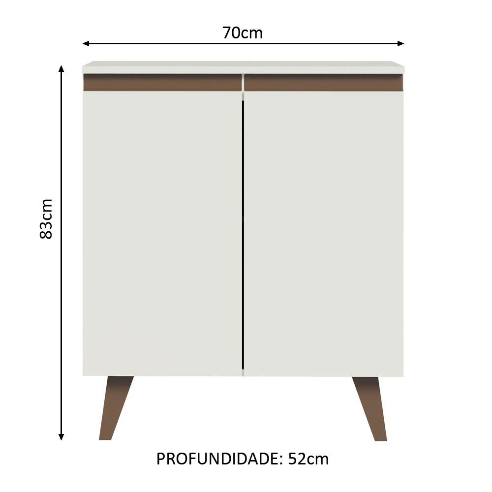 Balcão Armário de Cozinha Cantinho do Café 70 cm 2 Portas Branco Reims Madesa